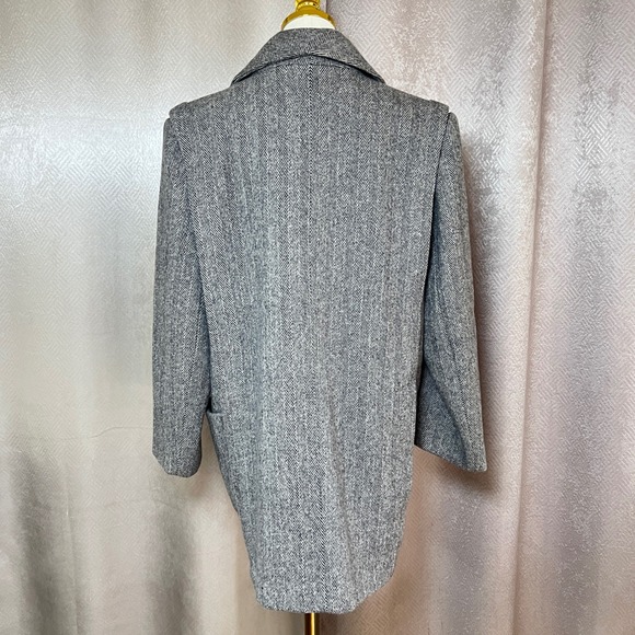 Hermon Kay Blazer Size 16 Herringbone Double Breasted Wool Blend Jacket - Picture 5 of 13
